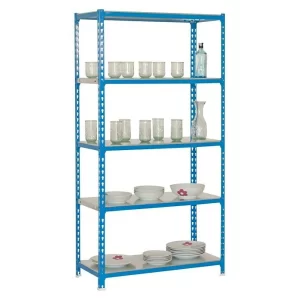 BAUHAUS Simonrack Simonclick Metallregal L X B X H: 40 X 90 X 180 Cm, Traglast: 180 Kg/Boden, Anzahl Böden: 5 Stk., Stecken, Blau 11