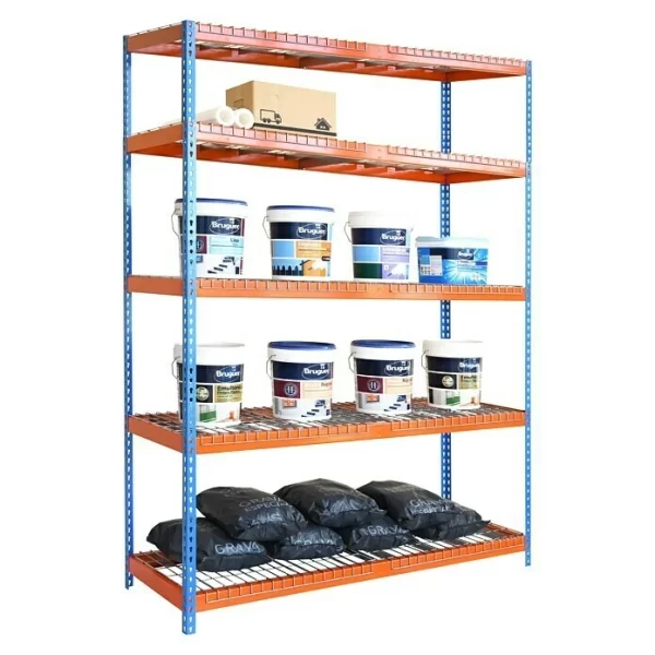 BAUHAUS Simonrack Maderclick Metallregal Mega Plus L X B X H: 40 X 120 X 250 Cm, Traglast: 150 Kg/Boden, Anzahl Böden: 6 Stk., Stecken, Blau/Orange 3